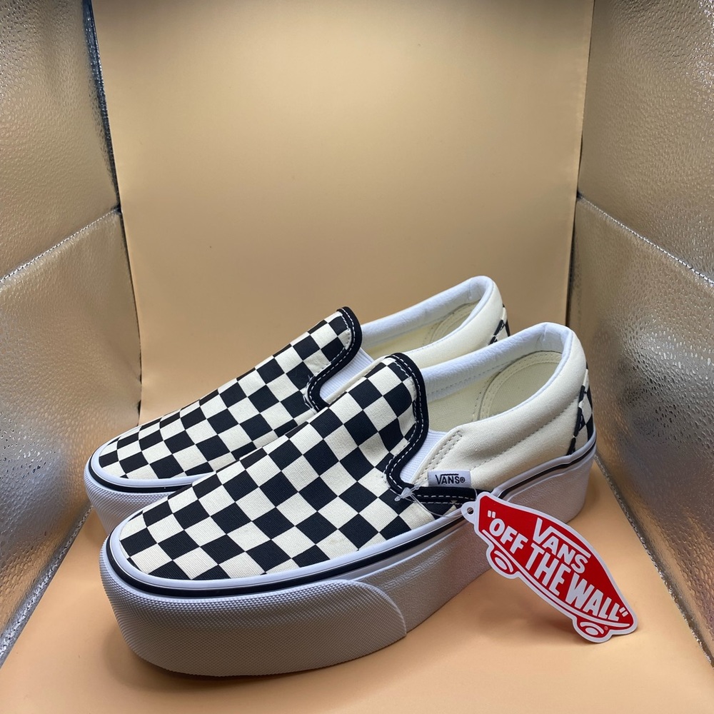 VANS Checkerboard Slip-On Stackform Womens Shoes NWT